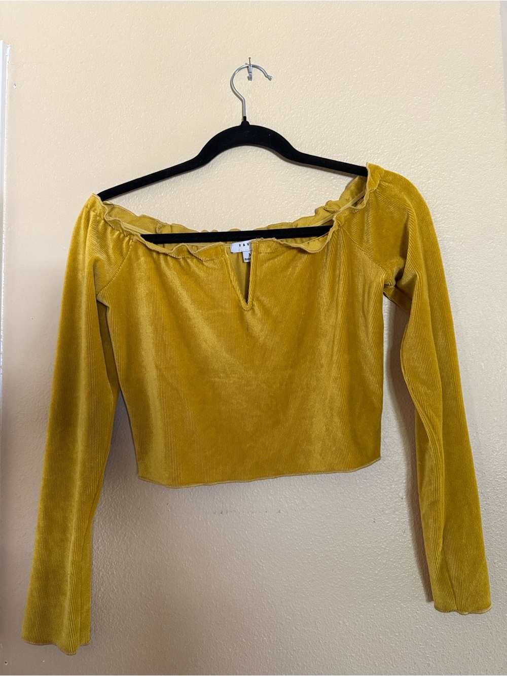 Favlux M Women’s Mustard Yellow Off-Shoulder Long Sleeve Top